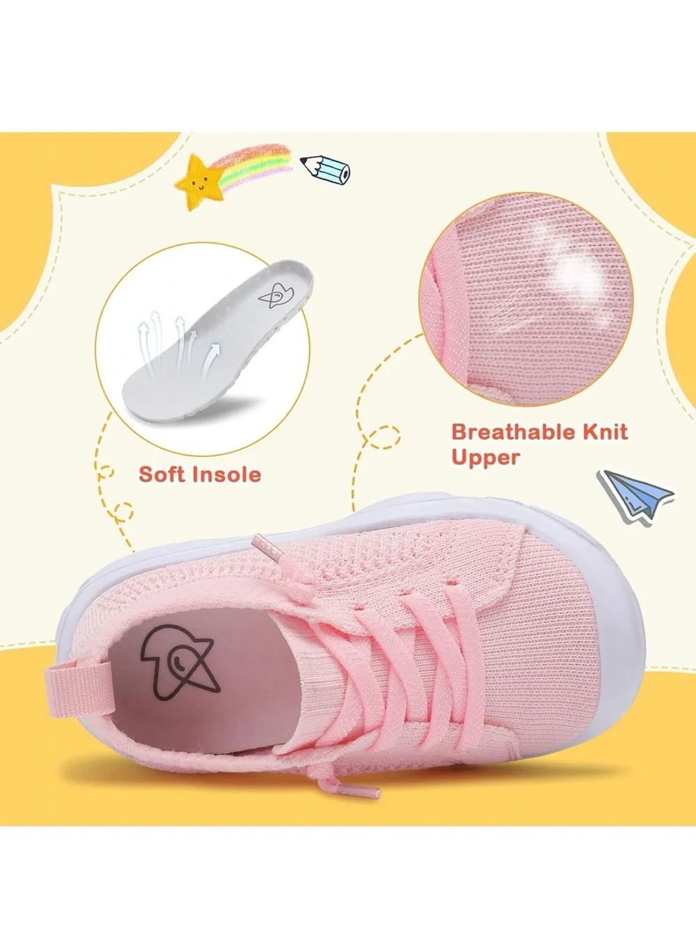 Breathable Pink Slip-On Baby Walker Sneakers